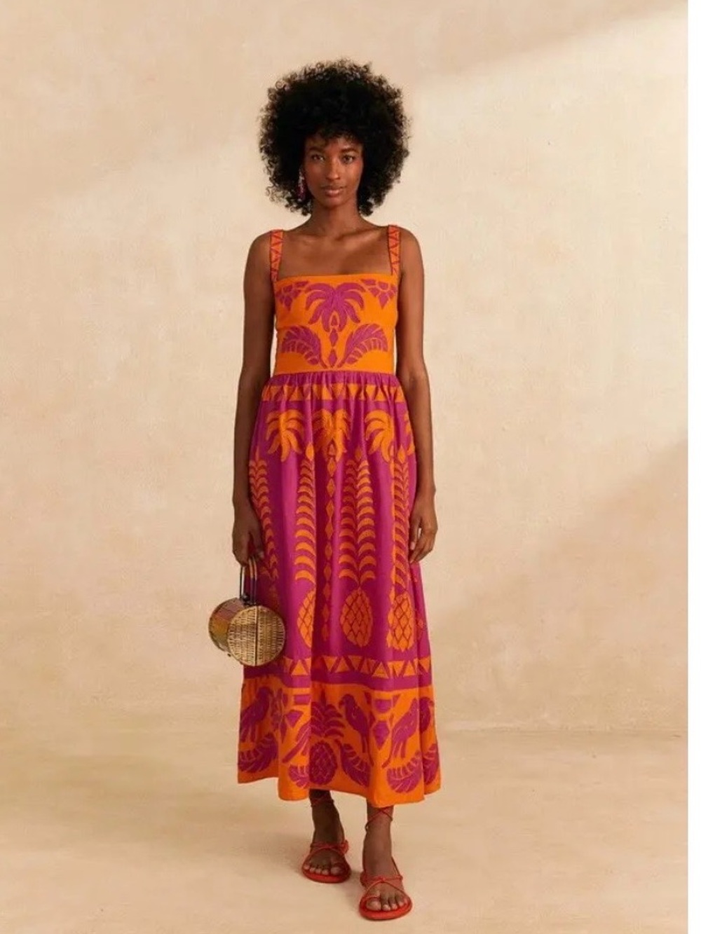 FARM Rio Orange and Magenta Tropical Strap Maxi Dress - Picture 2 of 5